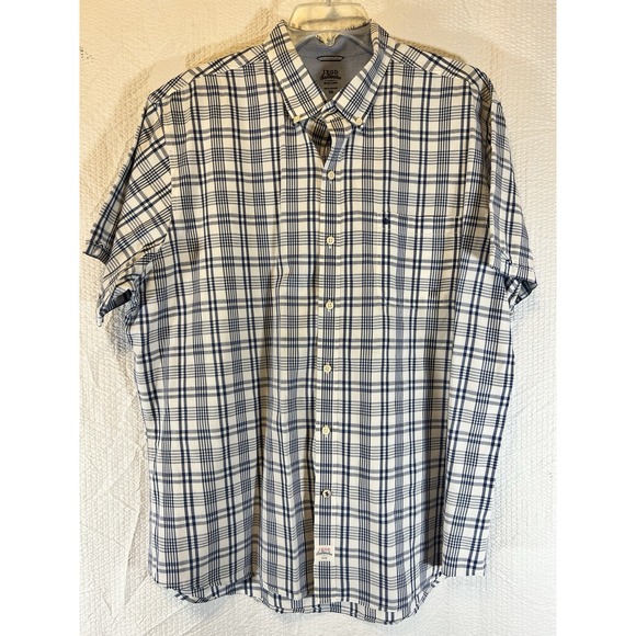 IZOD‎ Saltwater Men's Blue Plaid Button Down Shirt 2XL Short Sleeve Size XXL - Picture 1 of 9